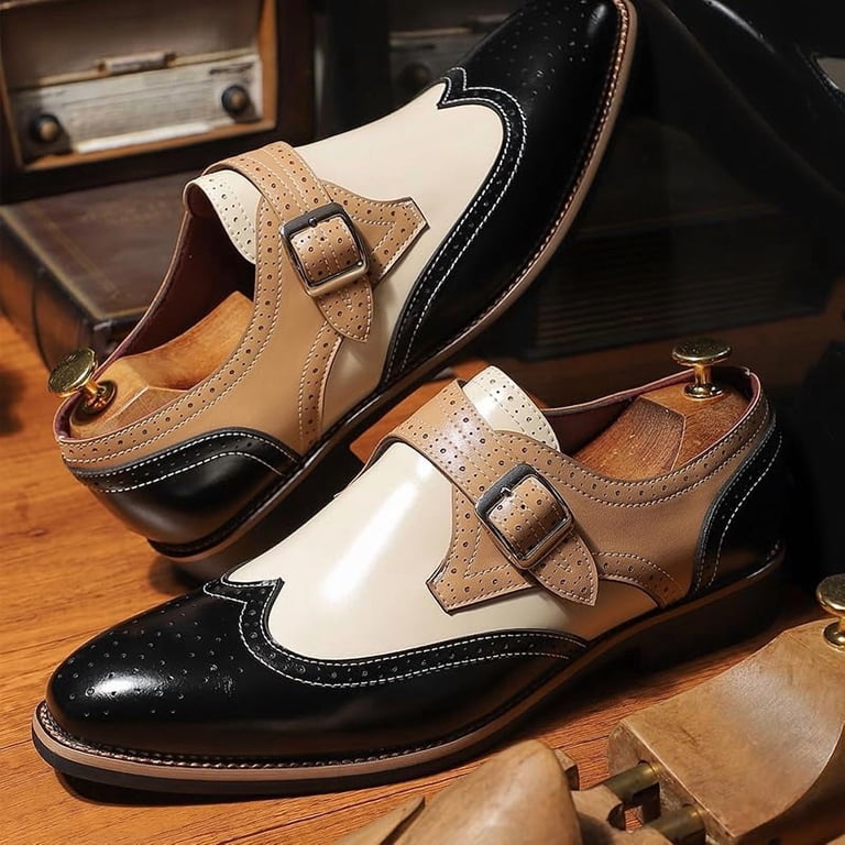 Men\'s Floral Brogue Oxford Dress Shoes Lace Up Derby Wingtip Amazon.com | Men main image 4