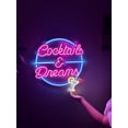 thumbnail image 2 of Cocktails and Dreams Neon Sign, Neon Metal Wall Decor, Neon Metal Wall Art, Neon Wall Sign, Neon Wall Decor, Led Room Decor (With Remote Control), 2 of 9
