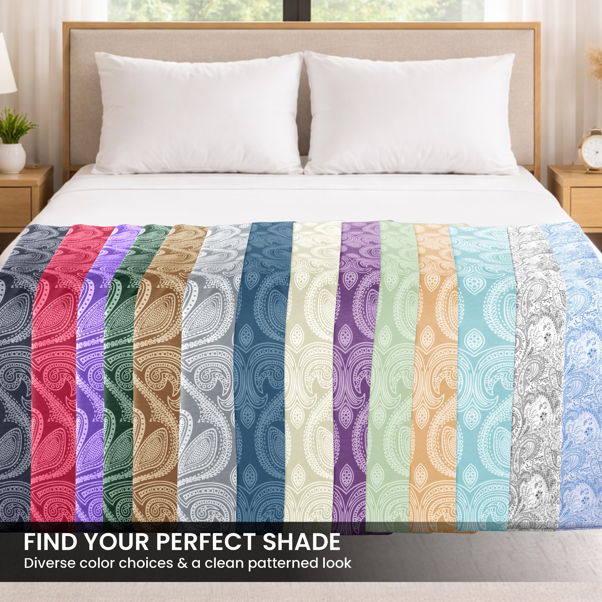 Lux Decor Collection Queen Sheet Set, 6-Piece Paisley, Grey photo 7