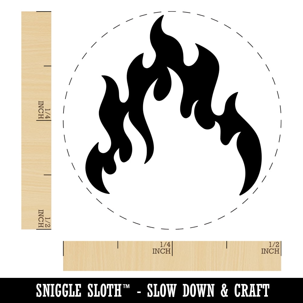 Fire Flame Burning Self-Inking Rubber Stamp Ink Stamper - Brown Ink - Mini 1/2 Inch