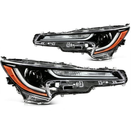 ECCPP Headlight Assembly Fit 2019-2023 for Toyota Corolla LE Black Housing Amber Reflector Pair Headlights 81110-02S30