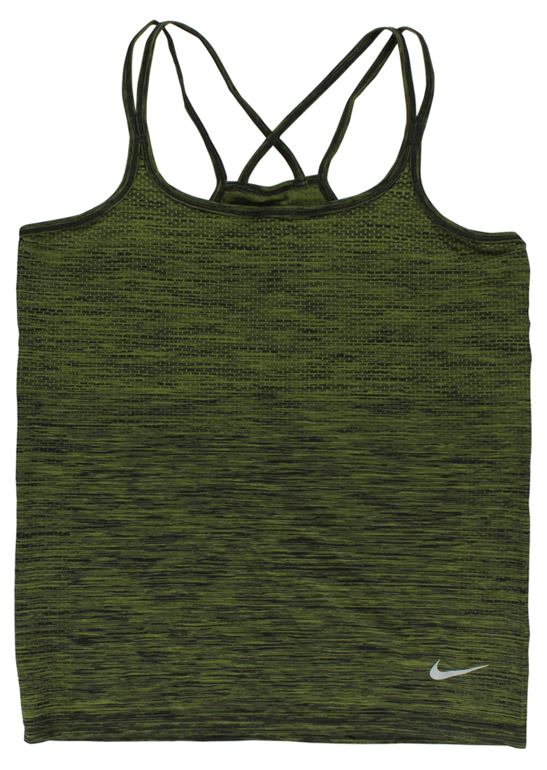 Nike Women's Dri Fit Knit Running Tank Top Army Green - image 1 of 2