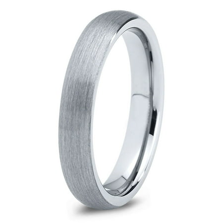 4 Mm Round Ring - Tungsten Wedding Band Ring 4mm for Men Women Comfort Fit Domed Round Brushed Lifetime Guarantee