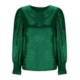 thumbnail image 4 of Women's Long Sleeve Tops, Casual Fashion Round Neck Blouse Solid Color Ruffle Shirt, Basic Tee for Fall Everyday Wear, Office Party Outfits, 4 of 7
