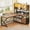 Rustic Brown, variant on Modern L Shaped Computer Desk with 2 Drawers, Open Storage Shelves and Glass Cabinet, Corner Office Desk with LED Lights for Home Office, Living Room, Bedroom