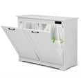 thumbnail image 3 of Jaxpety Double Tilt Out Trash Can Cabinet with Deodorizing Function, 20 Gallon Wooden Kitchen Garbage Can Freestanding Holder, White, 3 of 17