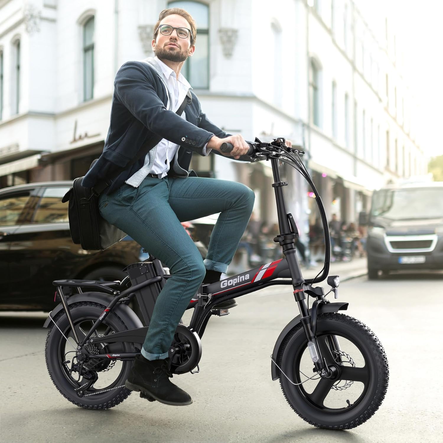 Vivi Electric Bike 16" x 3.0 Fat Tire Electric Bike 48V 350W Adult Folding Electric Bike 19.8MPH Urban Commuter Electric Bike with Smart LCD Display