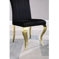 thumbnail image 3 of Set of 2 Velvet Dining Chairs with Golden Metal Legs, Upholstered Accent Chairs with Stripe Backrest for Dining Room Living Room, Black-Gold, 3 of 7