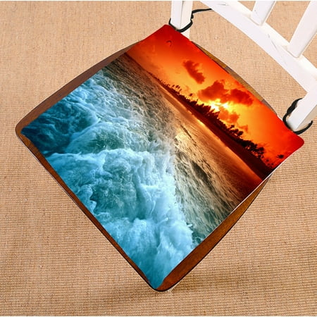 

PHFZK Seascape Chair Pad Great Sea Waves at Sunset Landscape Ocean Seat Cushion Chair Cushion Floor Cushion Two Sides Size 18x18 inches