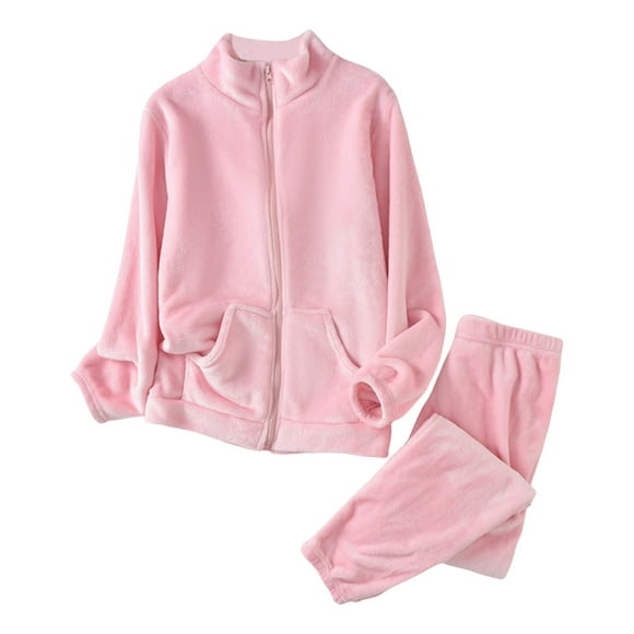 GDREDA Pyjama Femme Femme Confortable Doux Flanelle Pyjama et Pyjama Épaissi et Chaud Velours Corail Vêtements de Maison Femme Ensembles de Pyjama pyjamas Rose,m