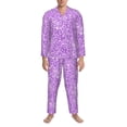 thumbnail image 3 of Picia Lilac Glittering Pattern Men’s Long-Sleeve Sleepwear Set - Soft 2-Piece Loungewear with Pockets, Comfy PJs for Relaxing Nights-Medium, 3 of 7