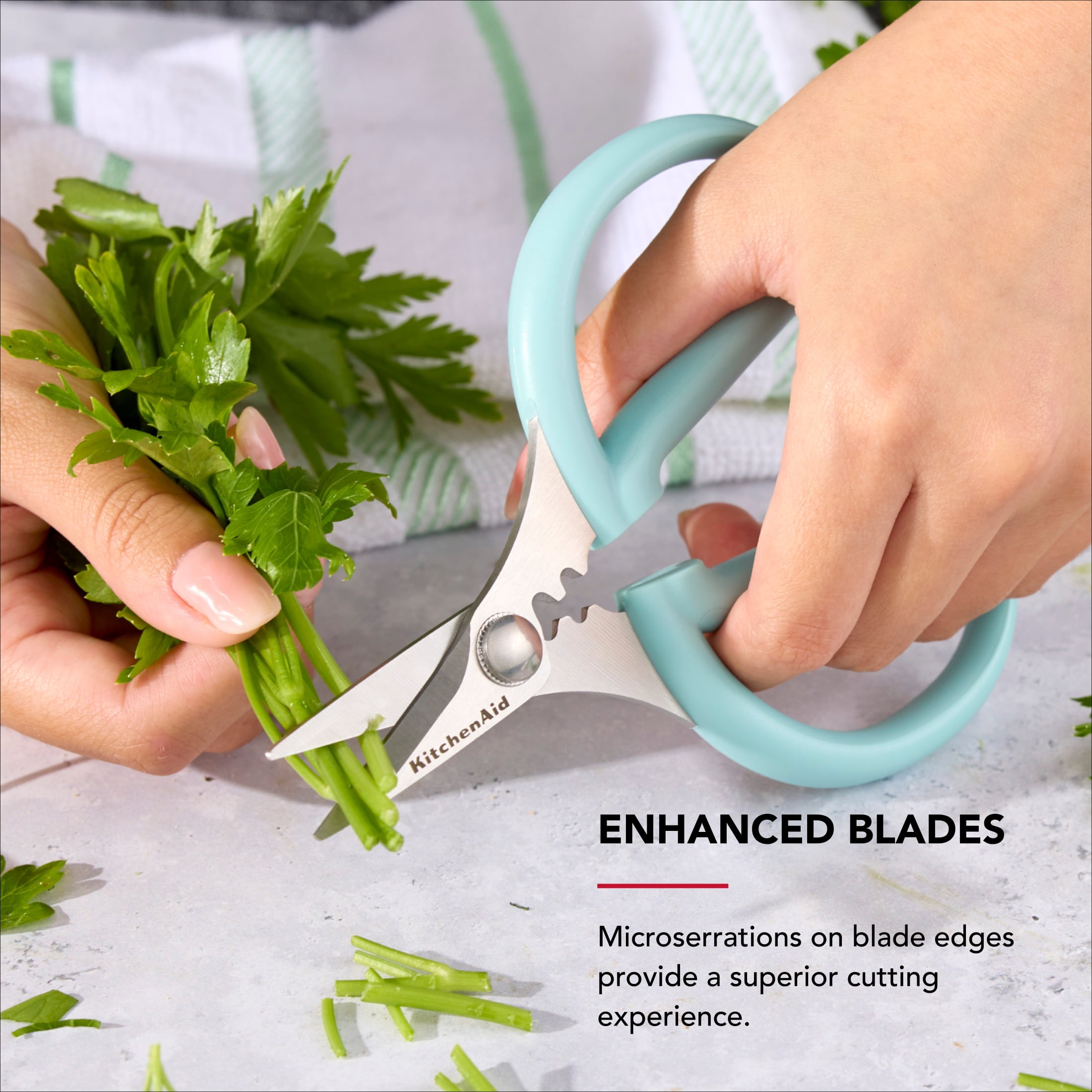 KitchenAid Japanese Steel 2-Piece Kitchen Scissors and Shears Set for Food and Herbs, Mineral Water/Agave