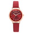 thumbnail image 1 of Reloj de cuarzo con banda de cuero de PU y decoración de diamantes de imitación Reloj de pulsera femenino informal (rojo), 1 of 4