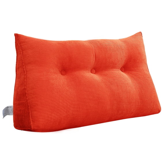 WOWMAX Sofa Bed Large Filled Triangular Wedge Cushion Bed Backrest Positioning Support Pillow Reading Pillow Office Lumbar Pad with Removable Cover Orange 39 Inches
