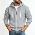 thumbnail image 2 of GUZOM Mens Gray Zip Up Hoodie Lightweight Fleece Lined Full Zip Casual Jacket with Pockets,Size 3XL, 2 of 6