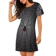 thumbnail image 2 of Kdxio Black Spider On Web Pattern Womens Short Sleeve Sleepshirt Scoopneck Cute Nightdress Ruffle Comfy Nightgown, 2 of 6