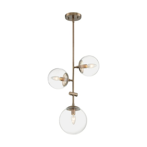 60/7124 Nuvo Lighting Bransel-3 Light Pendant in Transitional Style-11.75 Inches Wide by 12.88 Inches High-Burnished Brass Finish