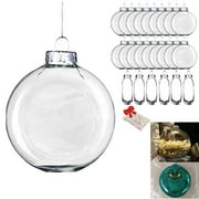 24Pcs 80mm(3.14Inch) Oval Clear AIF4Glass Flat Disk Ball Bulbs Ornaments for Crafts Fillable,DIY Empty Transparent Disc Globes Ornament to Fill Indoor Outdoor for Christmas Tree,Christma