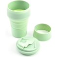 thumbnail image 3 of Taza plegable con tapa, taza portátil reutilizable, bebidas frías y calientes, a prueba de fugas, ecológica, sin BPA, silicona de calidad alimentaria, 3 of 6
