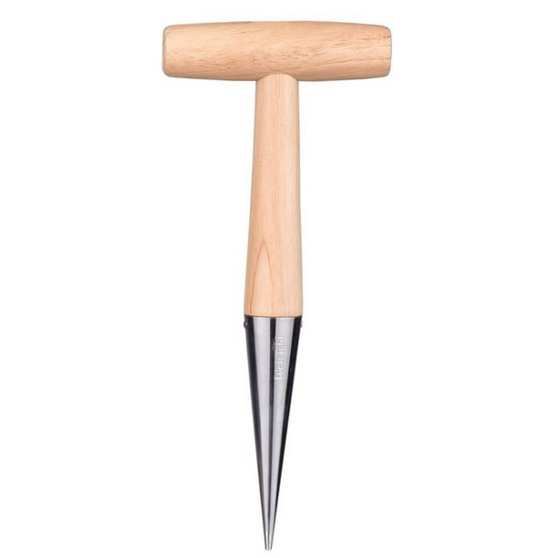 Dibber de mano con mango de madera, cabeza de acero inoxidable recubierta de cromo, kit de herramientas de jardín ligero, resistente y práctico para sembrar semillas LingWen 9024715146960