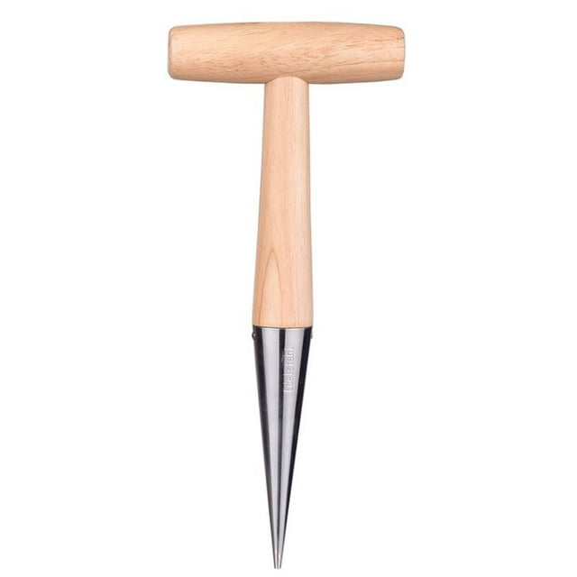 Sembradora manual tradicional de acero inoxidable con mango de madera ligero. ER
