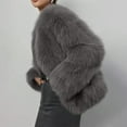 thumbnail image 6 of Stichou Womens 2025 Winter Coats Fluffy Cropped Faux Fur Jacket Long Sleeve Open Front Shaggy Outerwear Trendy Clothes Dark Gray XL, 6 of 9