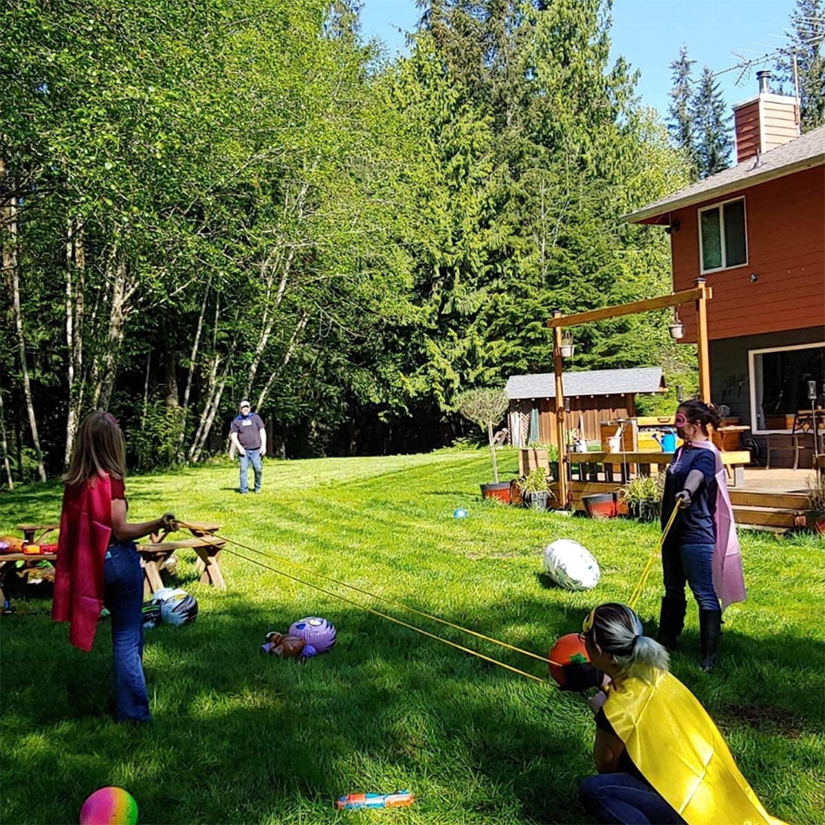 Water Balloon Launcher, 500 Yard Range, with 500 Biodegradable Balloons, Outdoor Party Game