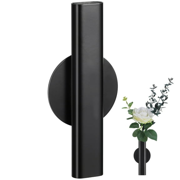 Nordic Style Metal Wall Vase for Home Black Simple Decorative Flower Tube 1 Piece