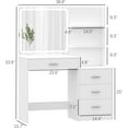 thumbnail image 7 of Rovaurx Makeup Vanity with 3-Color Dimmable Lighted Mirror, Large Vanity Table with Side Storage Shelf & 4 Drawers, Bedroom Dressing Desk, Brightness Adjustable, White RSZT107W, 7 of 7