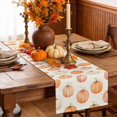 thumbnail image 6 of Orange White Pumpkin Table Runner - 48 Inch Long Fall Thanksgiving Harvest Country Cotton and Linen Blended Dress Scarves Farmhouse Table Runner for Kitchen Dining, Coffee Table, 13" x 48", 6 of 8