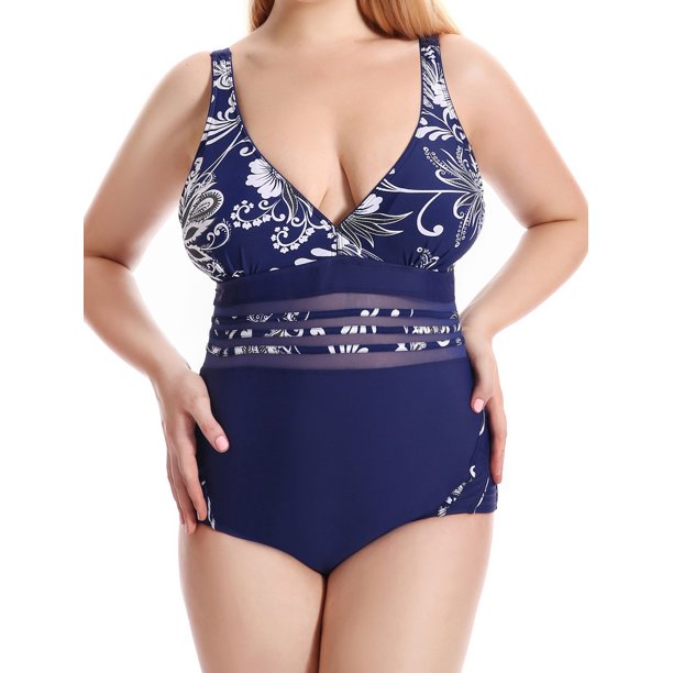 SHCKE One Piece Swimsuits for Women Plus Size Tummy Control Swimsuits V Neck Bathing Suit Slim