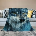 thumbnail image 2 of Acheng Blue Wolf Blanket for Son Girls Kids Adults Wolf Throw Blanket Winter Wolves Animal Sherpa Blanket Lightweight Thick Warm Wolf Soft Plush Blanket for Bed Couch  60x80in, 2 of 6