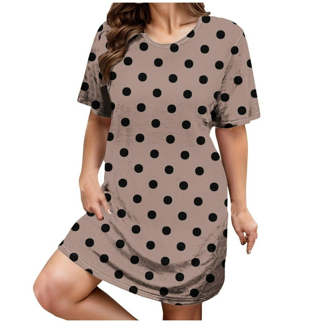 Ixbnca Robe T-Shirt à Manches Courtes pour Femmes Grande Taille, Décontractée, Col Ras du Cou, Mini, Ample, Robe de Détente pour Femmes