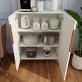 thumbnail image 4 of S-HOME Modern White Sideboard Cabinet with Elegant Gold Handles for Stylish Kitchen and Dining Room Organizer, 4 of 10