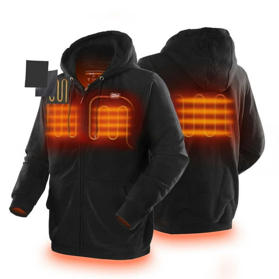 Gearwrench Mens Black Heated Full Zip Hoodie Kit 2X