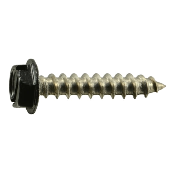 #10 x 1" Black 18-8 Stainless Hex Head Sheet Metal Screws SMSHSS-419 (25 pcs.)