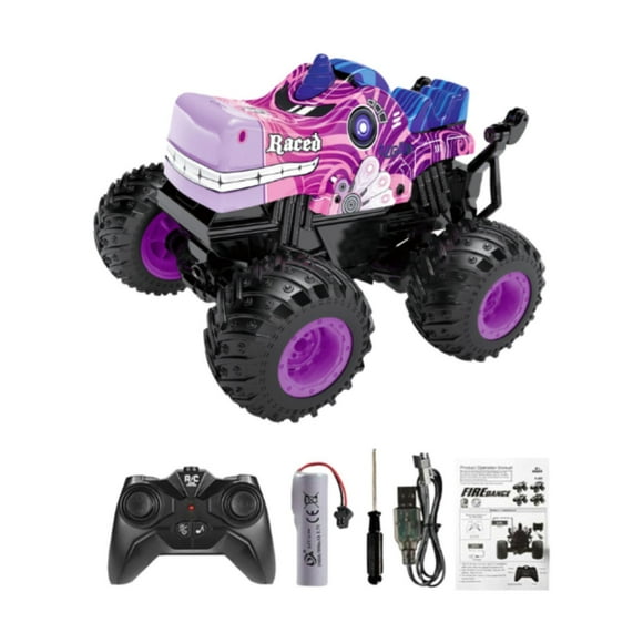 Coche de control remoto, coche de juguete, rotación de 360 degree con luces, música, juguete eléctrico para pasatiempos, coche RC para niños, niñas, regalos púrpura