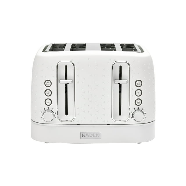 Haden Starbeck Grille-Pain en Acier Inoxydable 4 Tranches à Fentes Larges, Blanc & Chrome