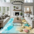 thumbnail image 3 of 6'x9' Area Rugs, Blue Summer Beach Indoor Outdoor Area Rug for Living Room Bedroom, Coastal Starfish Shell Nautical Waves Washable Bathroom Rugs Kitchen Floor Carpet Mats Home Decor Aesthetic, 3 of 8