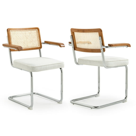 Glamour Home Azra 19.69" Fabric & Wooden Dining Chair in White (Set of 2)