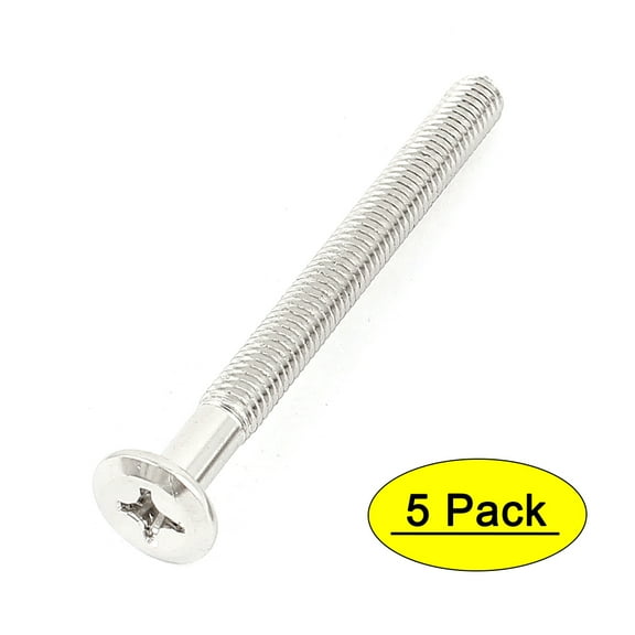 Uxcell M6 x 65mm Threaded Flat Head Countersunk Bolts Machine Screws 5 Pack Metal