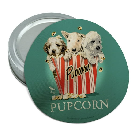 Pupcorn Movie Theater Popcorn Dogs Humor Funny Round Rubber Non-Slip Jar Gripper Lid Opener