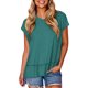 thumbnail image 2 of Blusa de trabajo,Camiseta informal para mujer, holgada, cuello redondo, manga corta, blusa de poliéster con abertura lateral, color liso para uso diario, sopatenor, 2 of 9