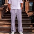 thumbnail image 2 of Sorvello Men's Loose Straight Sweatpants Elastic Waist Drawstring Two Pockets Polyester Casual Daily Pants Turquoise XXXL, 2 of 8
