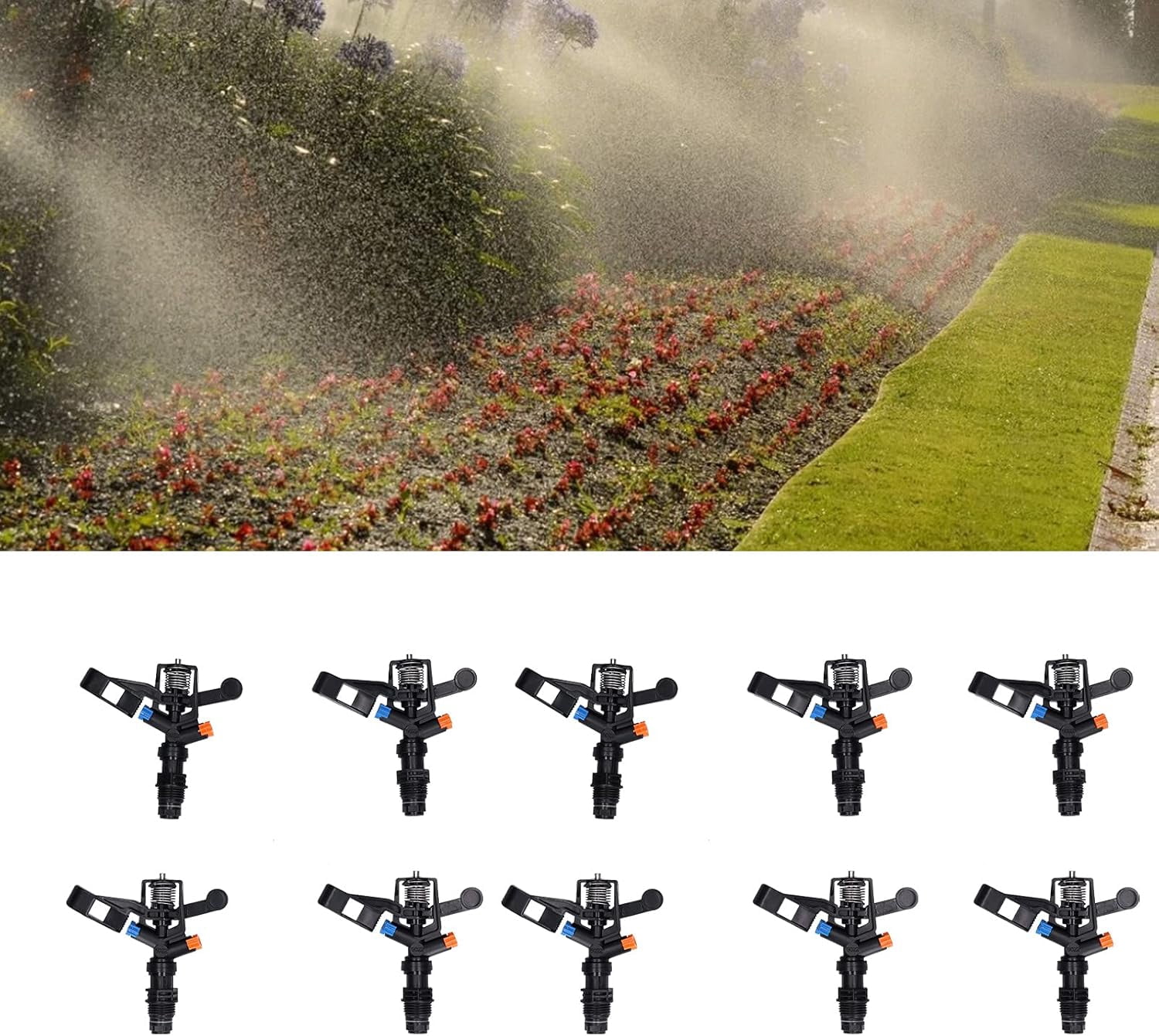 Rocking Arm Sprinklers, 10PCS Plastic G 1/2 Male Thread 360 Rotating Lawn Sprinklers for Yard and Grass Irrigation 4.7x4.5in
