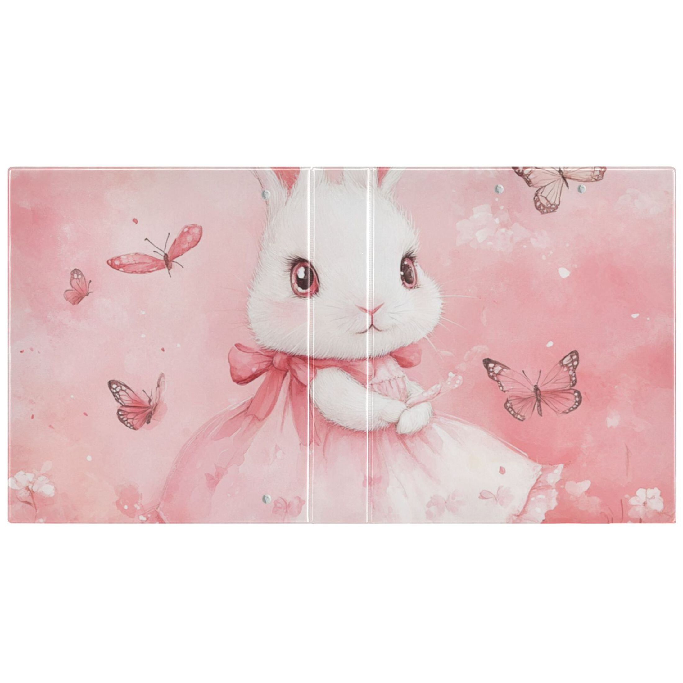 Pink Bunny Butterflies 3 Ring Binders 1.5 inch Hardcover File Folders with Interior Pockets A4 Size Organizer for School Office Hospital