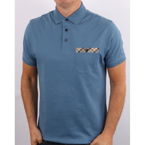 Barbour Men's Hirst Tartan Trim Pocket Polo Shirt Size Large L