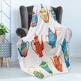 thumbnail image 4 of Tea Party Soft Flannel Fleece Throw Blanket, Colorful Teapots Various Shapes Sizes Breakfast Ceramic Design, Cozy Plush for Indoor and Outdoor Use, 70" x 90", Blue Vermilion Yellow, by Ambesonne, 4 of 5