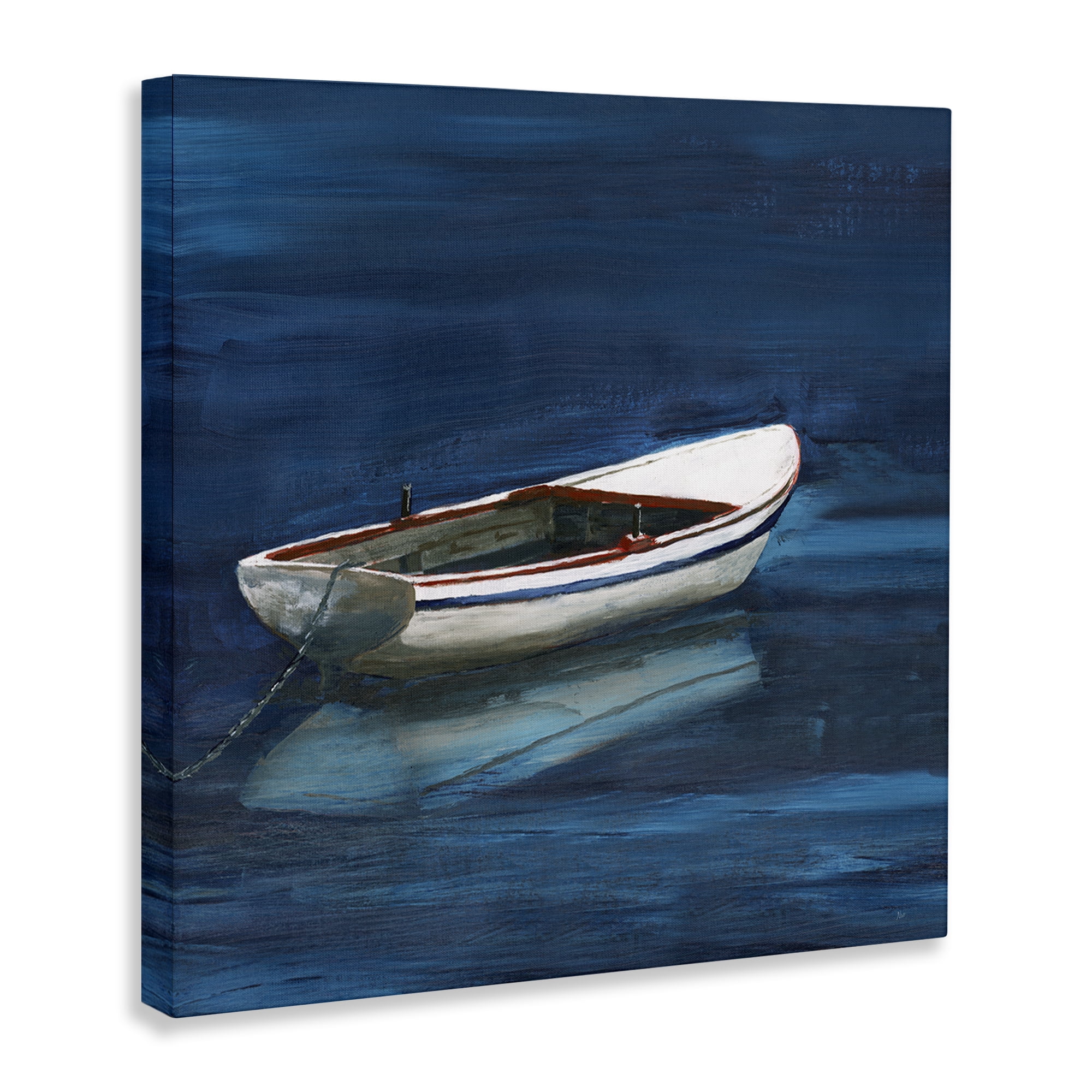 Stupell Industries Calm Floating Boat Transportation Painting Wrapped Canvas Art Print Wall Art, 30 x 30