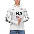 thumbnail image 2 of Men's UPF 50+ Sun Protection Hoodie USA American Flag Print Cooling Quick Dry Long Sleeve Outdoor Shirts White L, 2 of 4